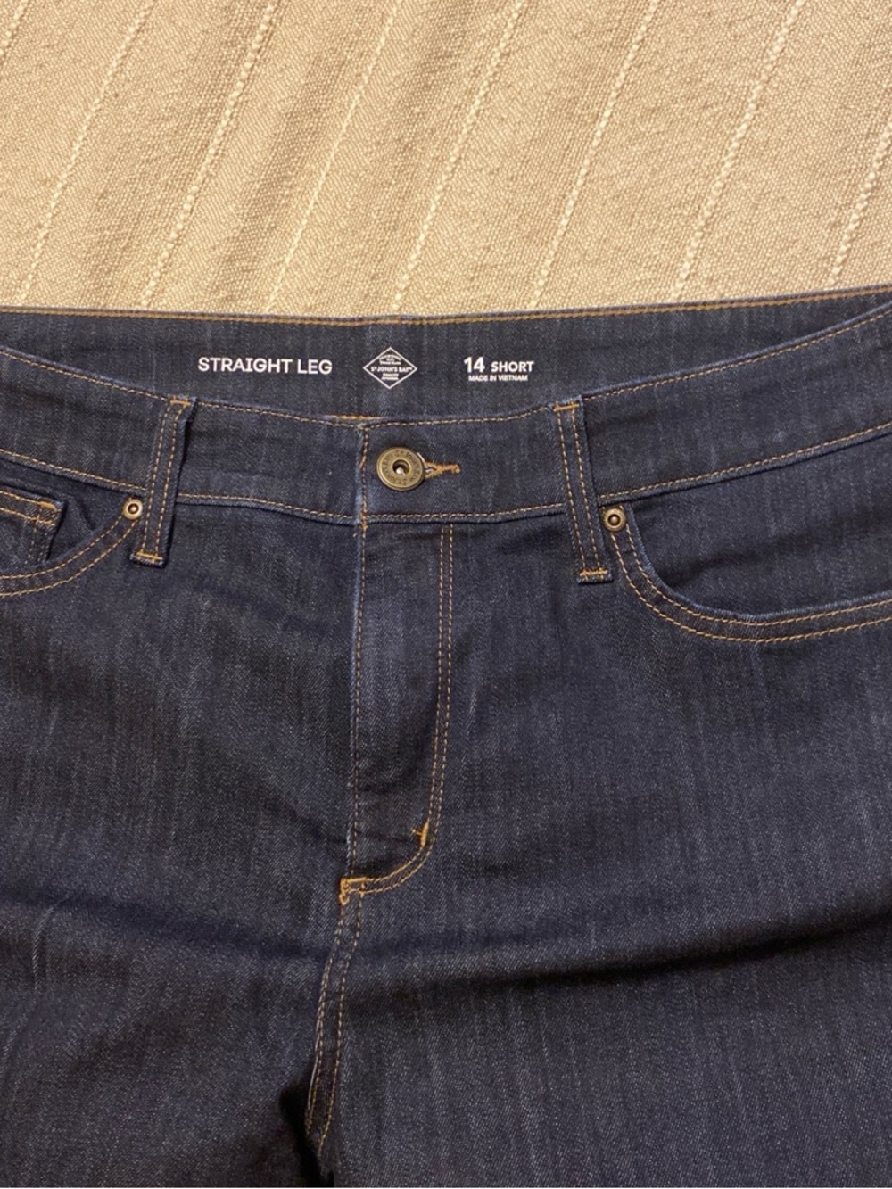 Straight Leg Dark Blue Jeans - Size 14 Short